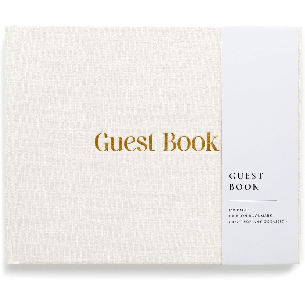 Lamare Wedding Guest Book White Linen Polaroid Photo Guestbook 7x9